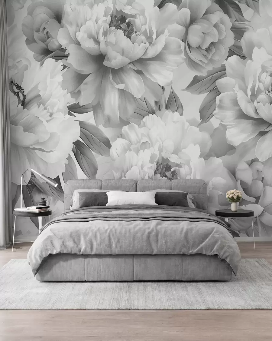 wall murals Црно-бели божури w08068