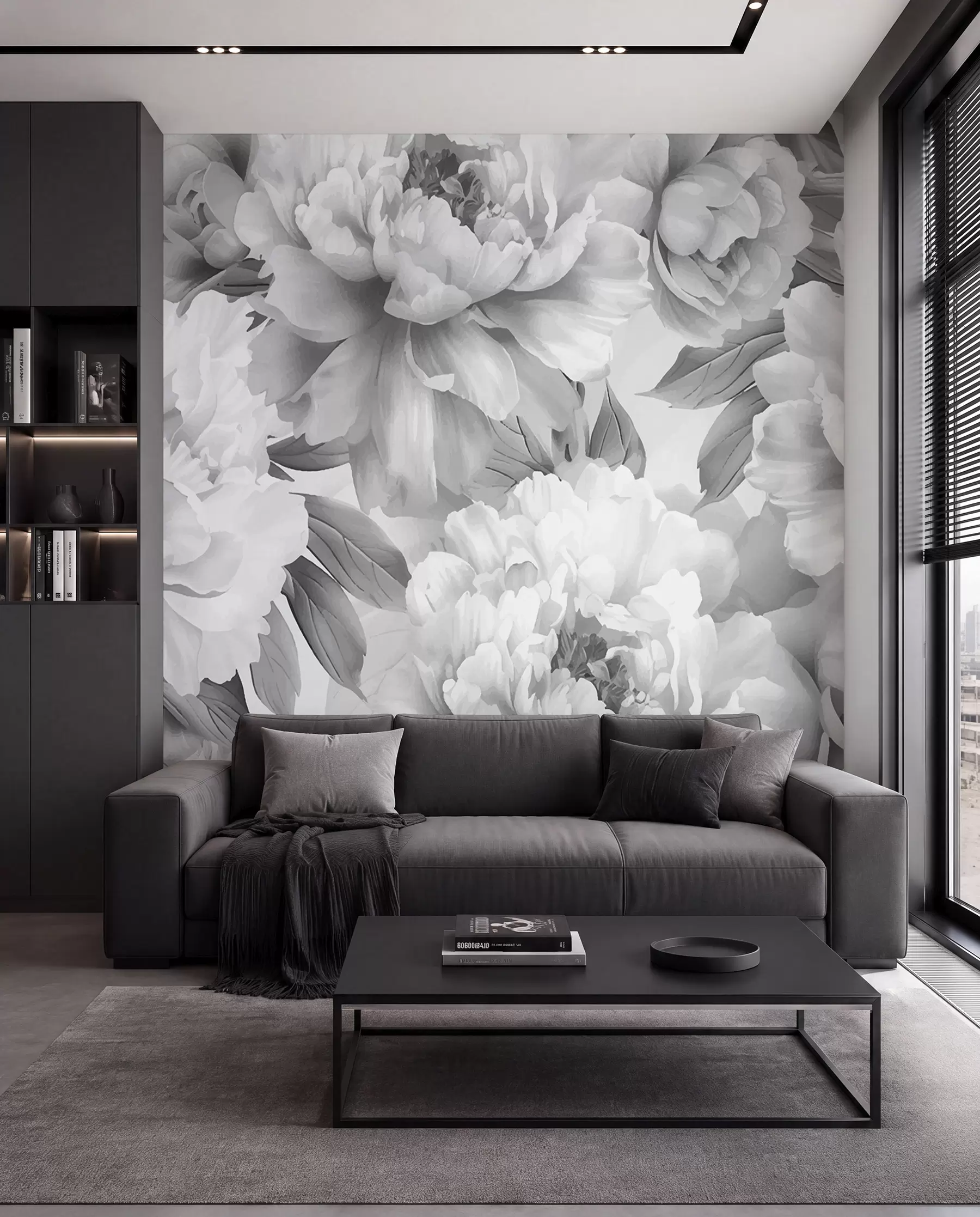 wall murals Црно-бели божури w08068