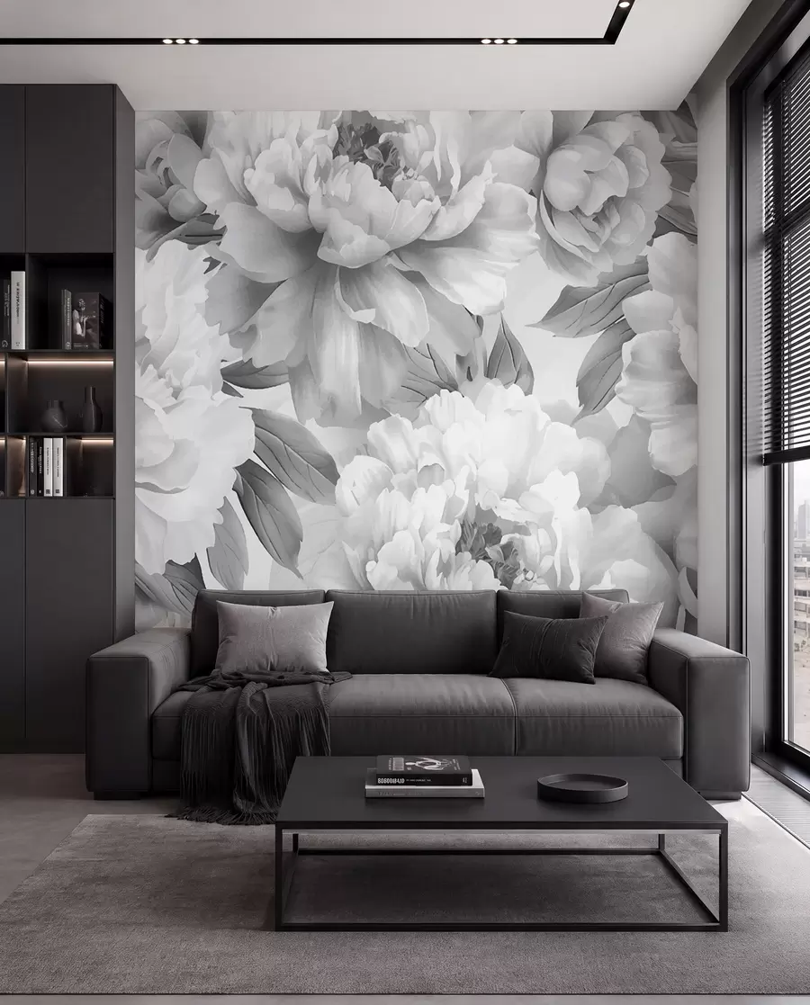 wall murals Црно-бели божури w08068