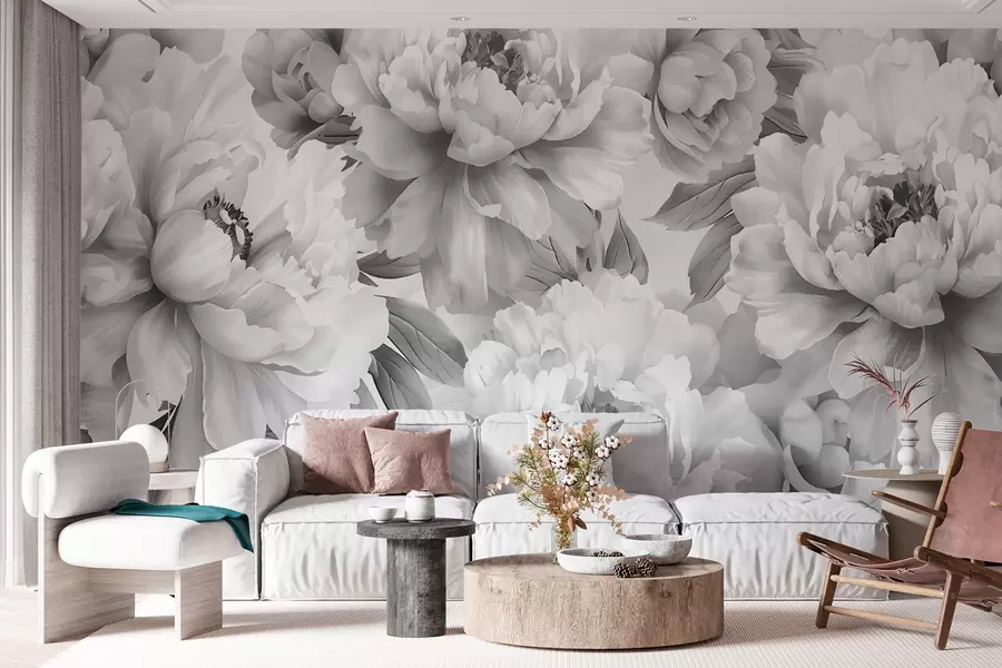 wall murals Црно-бели божури w08068