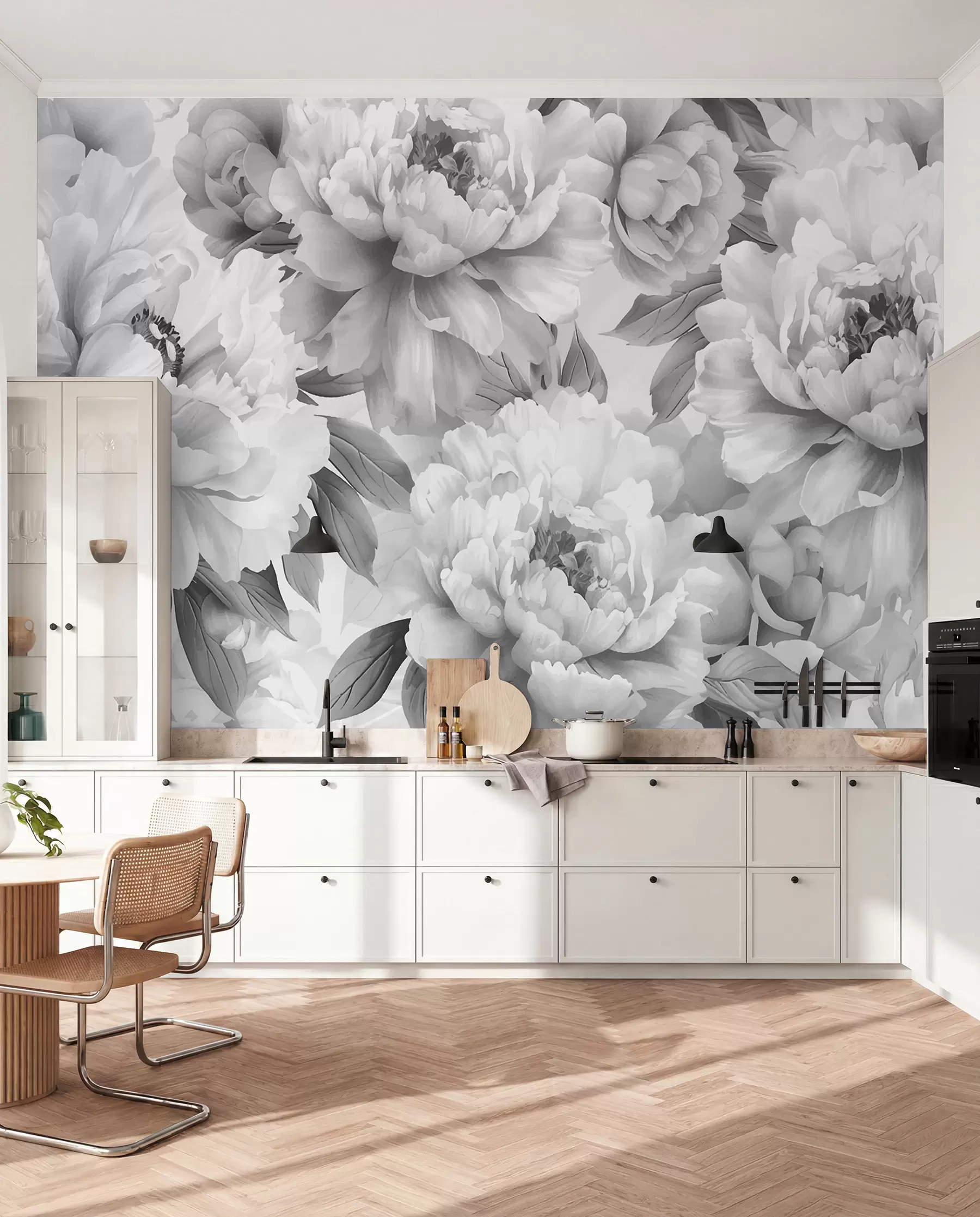 wall murals Црно-бели божури w08068