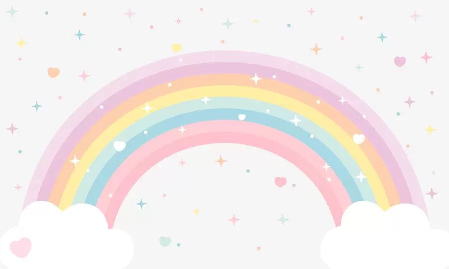 wall murals Шарена дуга са звездама и срцима у скандинавском стилу w08109