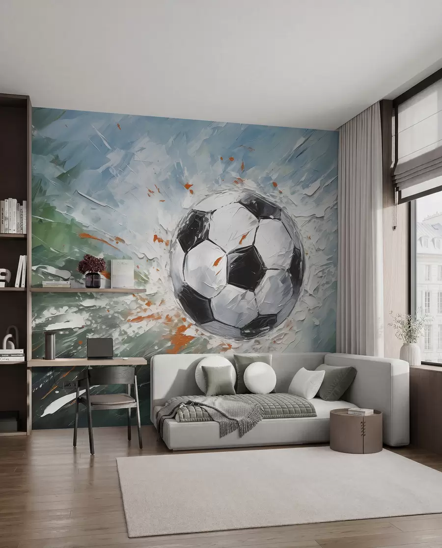 wall murals Фудбалска лопта која лети уљем, апстрактна уметност w08117