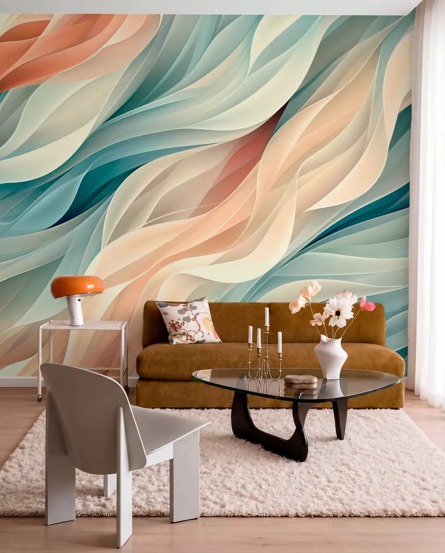 wall murals Очаравајући апстрактни дизајн са меким пастелним таласима w01335