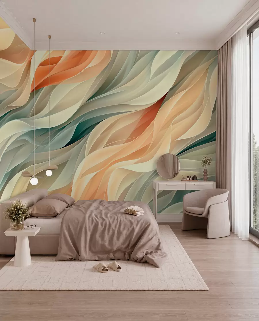 wall murals Очаравајући апстрактни дизајн са меким пастелним таласима у топлим бојама w01335v1