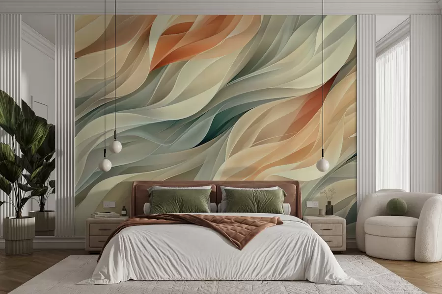 wall murals Очаравајући апстрактни дизајн са меким пастелним таласима у топлим бојама w01335v1