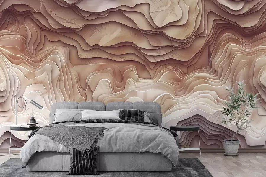 wall murals 3Д топографска карта са рељефним контурама у светло ружичастим тоновима w01337