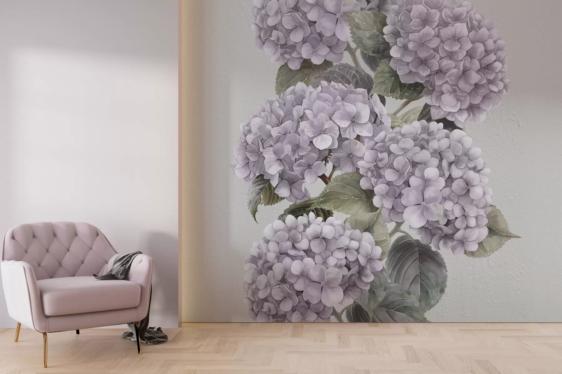 wall murals Гране хортензије у нежно ружичастим бојама w08176v1