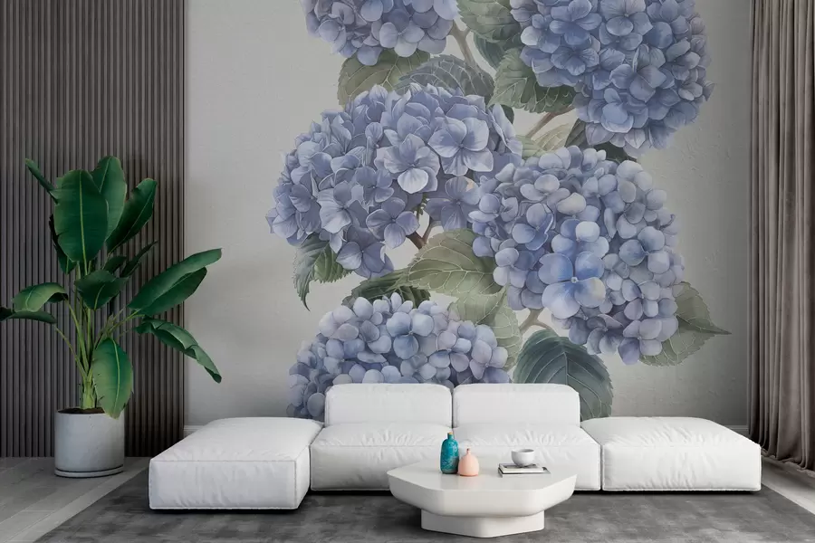 wall murals Гране хортензије у меким плавим тоновима w08176v2