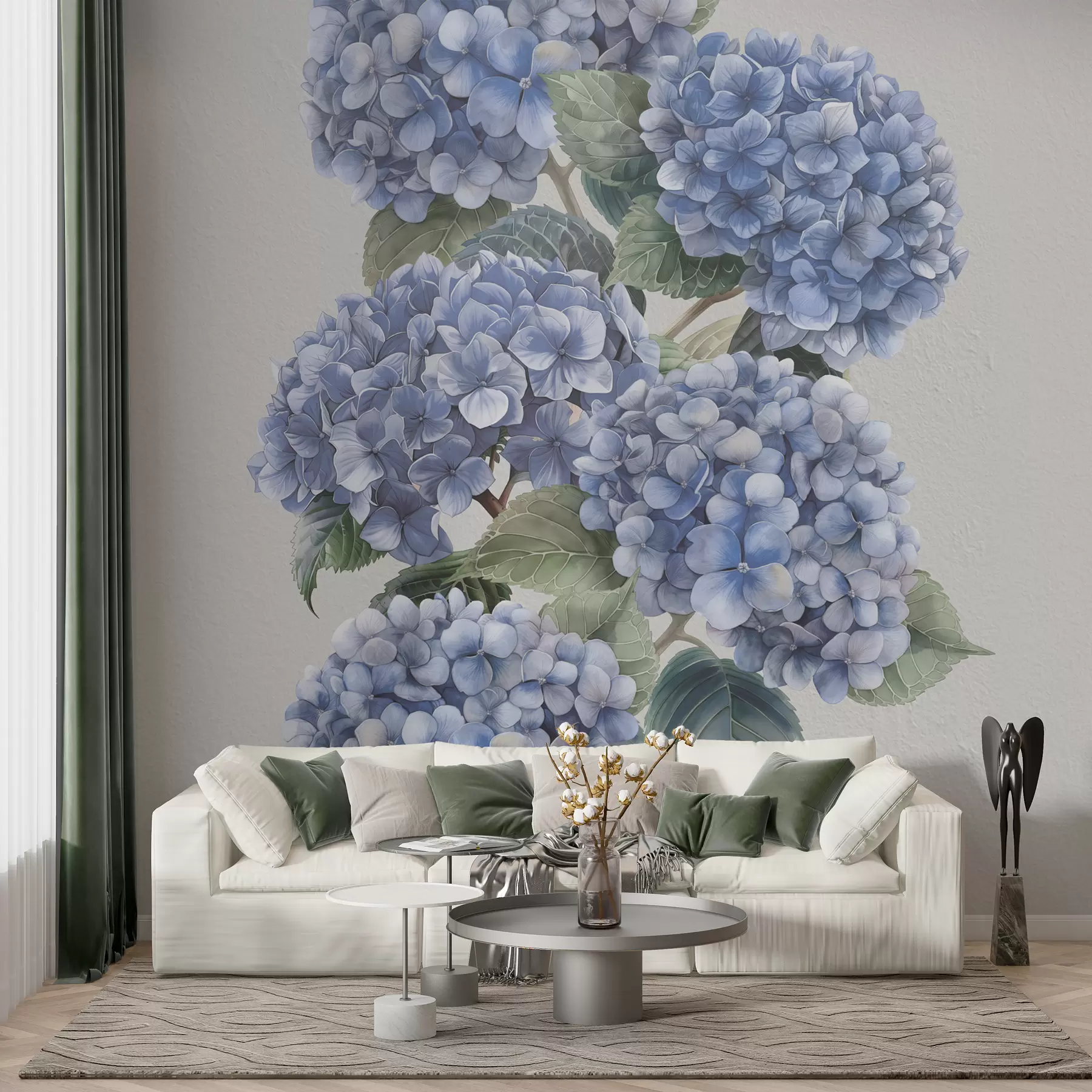 wall murals Гране хортензије у меким плавим тоновима w08176v2