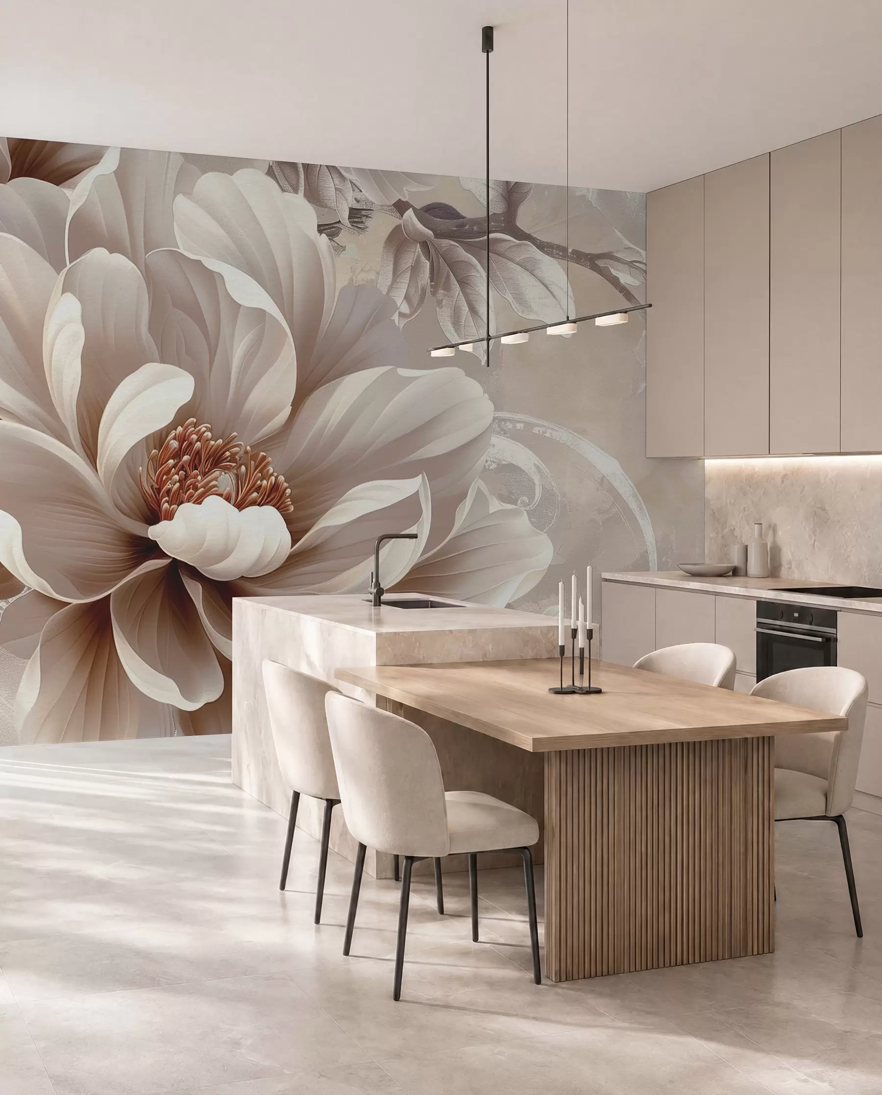 wall murals Велики ружичасти цвет на грунге зиду w08181