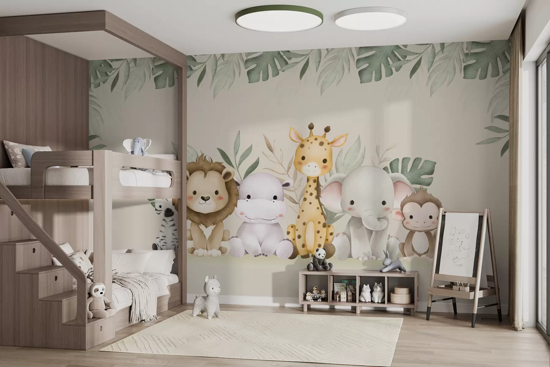 wall murals сафари животиње са акварел бојама w01406