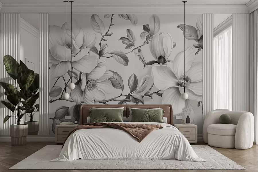 wall murals Елегантна монохромна магнолија w01429