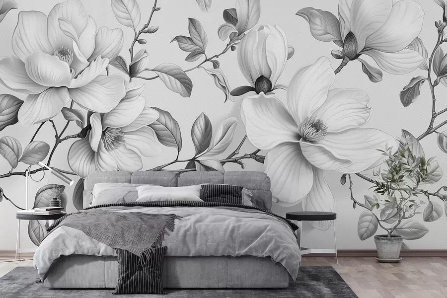 wall murals Елегантна монохромна магнолија w01429
