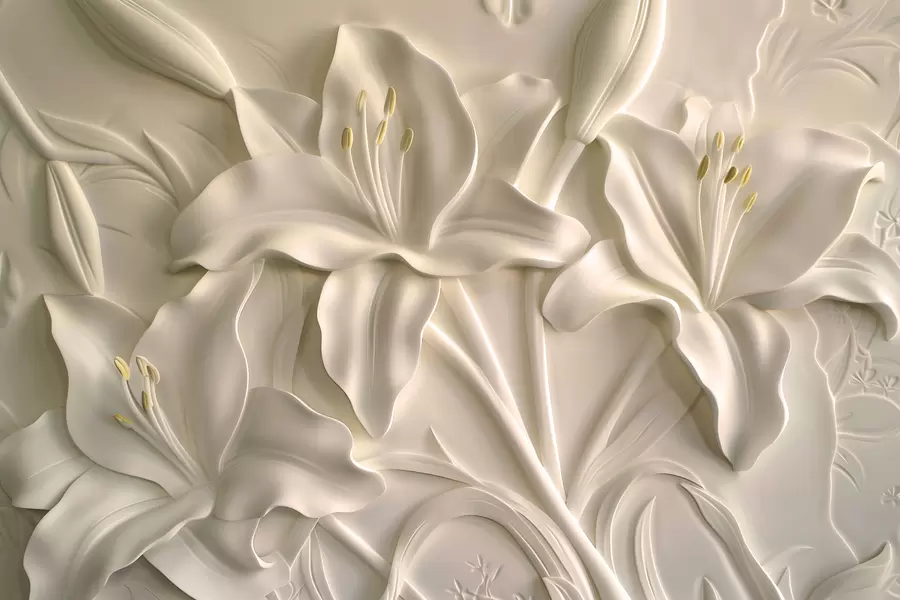 wall murals Бас-рељеф великих беж љиљана w01434