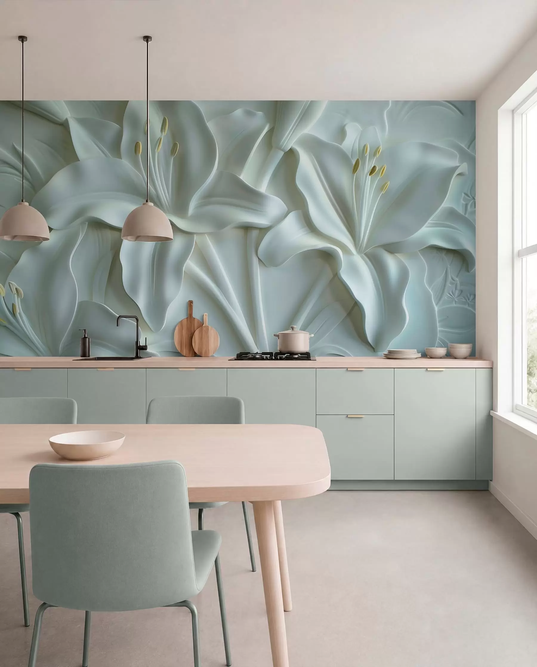 wall murals Бас-рељеф великих љиљана w01434v1