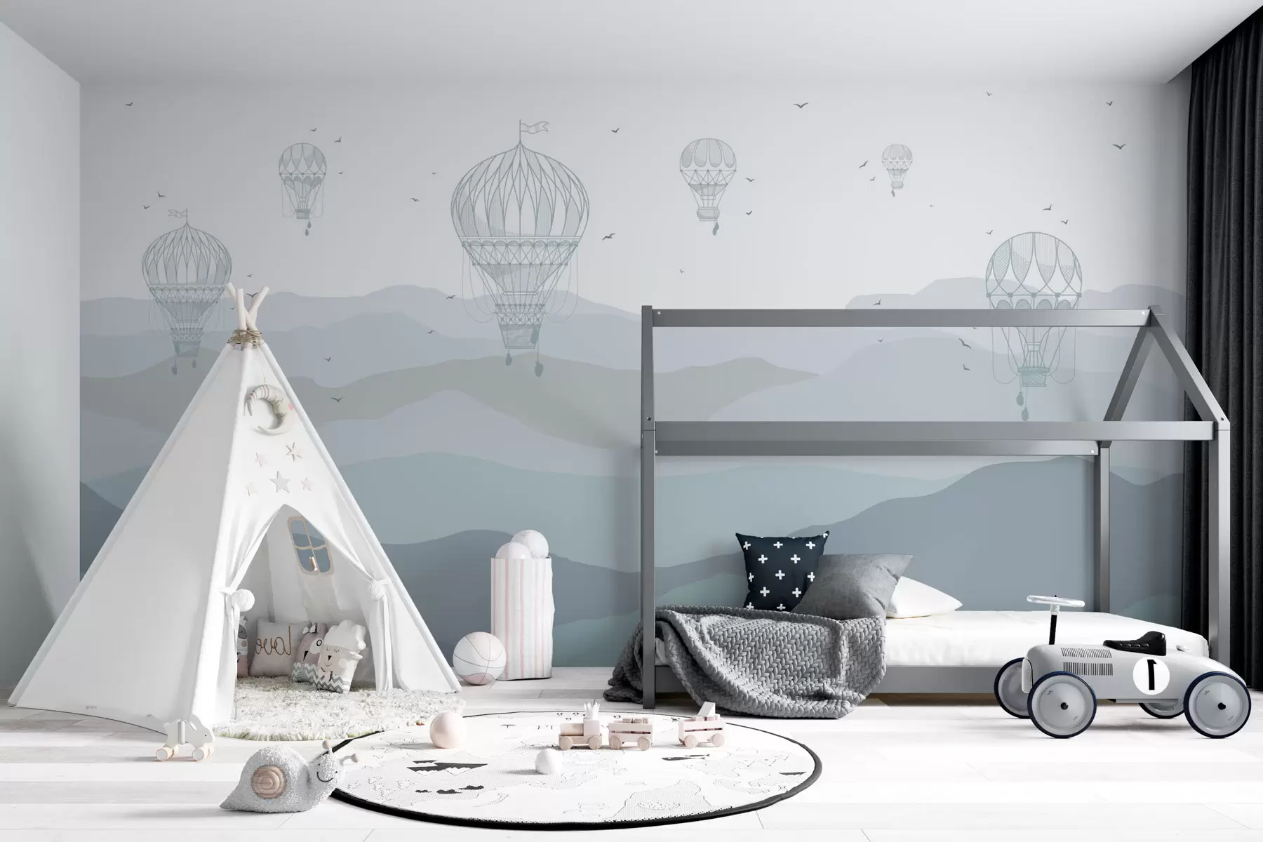 wall murals Балони и планине плаве боје w01462v2