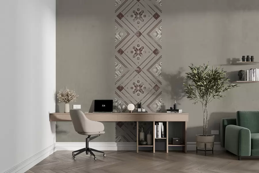 wall murals Патриотске текстурне тапете са минималистичким украсом у украјинском стилу у смеђим нијансама w01027v1