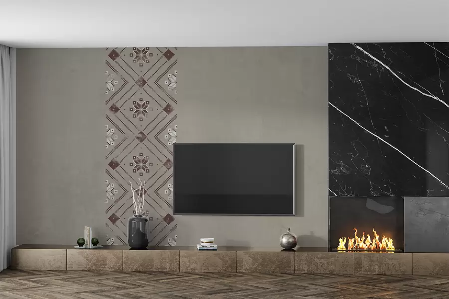 wall murals Патриотске текстурне тапете са минималистичким украсом у украјинском стилу у смеђим нијансама w01027v1