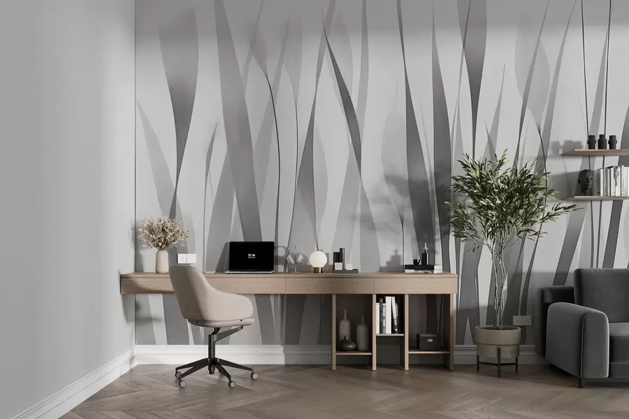 wall murals Провидни листови у сивим тоновима w01018v3