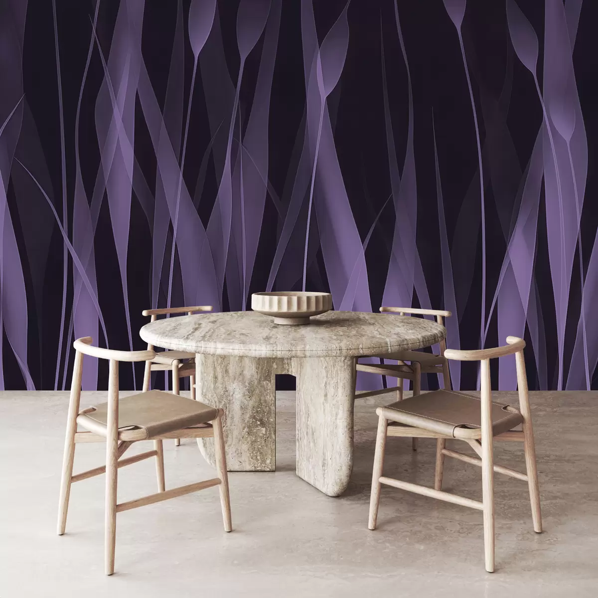 wall murals Нежно љубичасто лишће на тамној позадини w01019v1