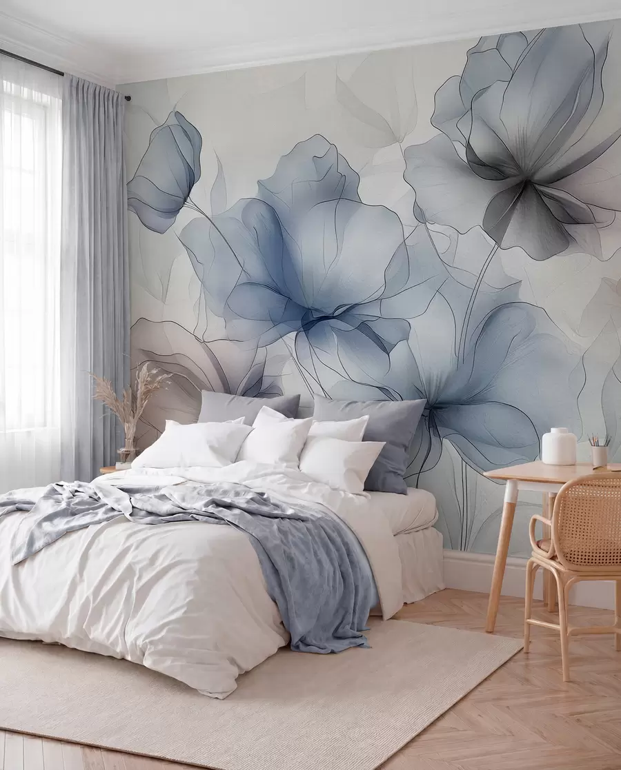 wall murals Апстрактно цвеће на бетонском зиду w01037