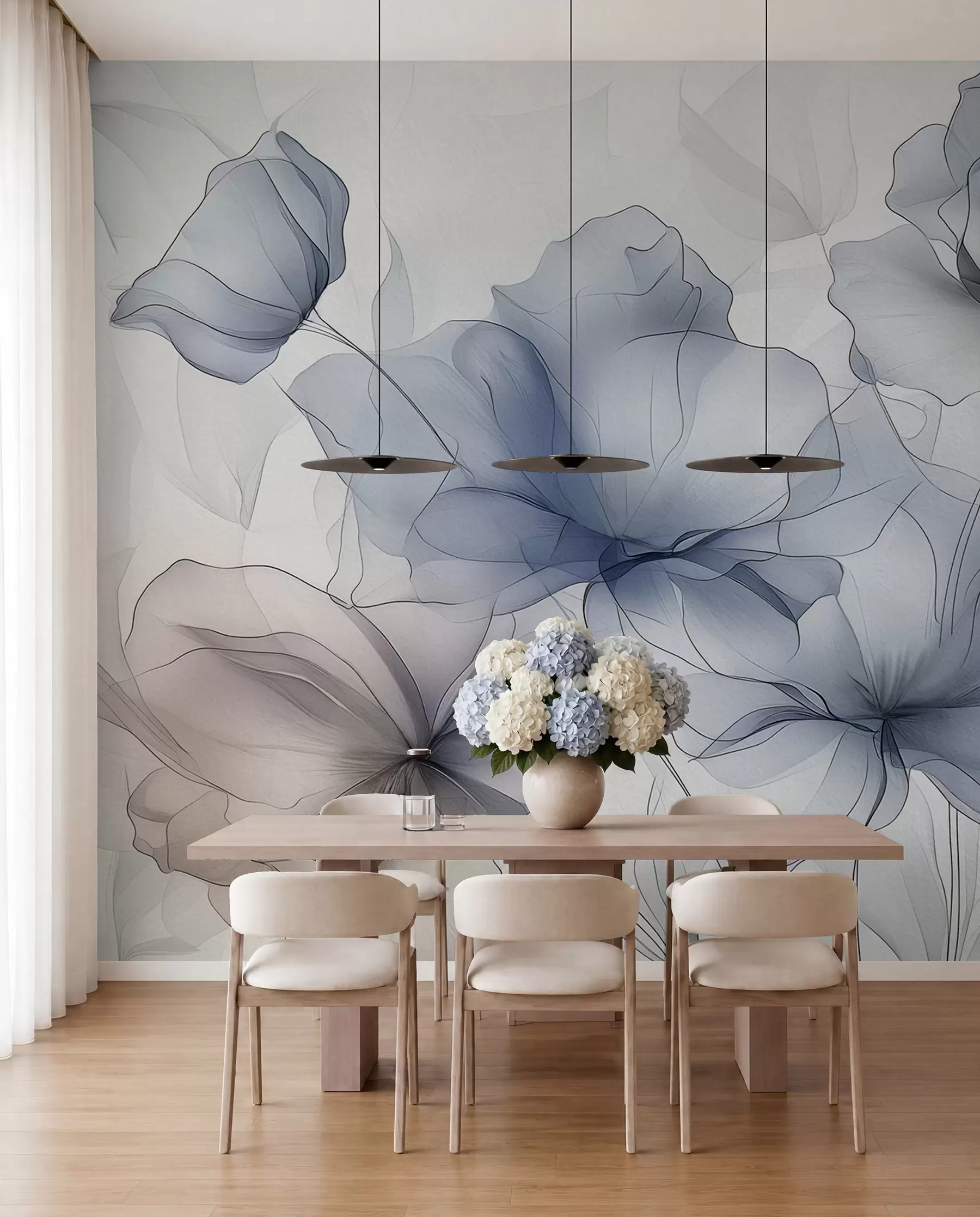 wall murals Апстрактно цвеће на бетонском зиду w01037