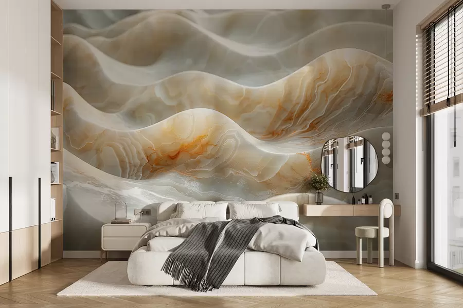 wall murals Таласи мермера у беж бојама w01488