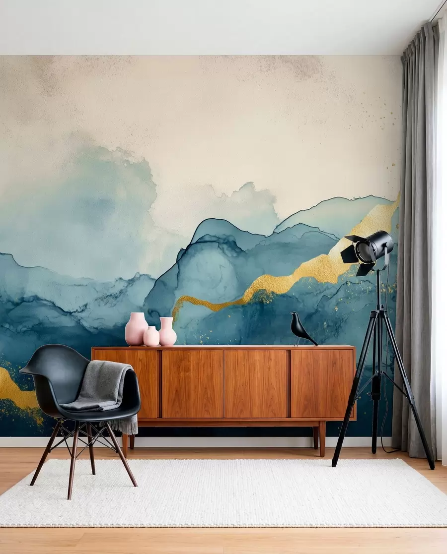 wall murals Винтаге смарагдна акварелна композиција w01362