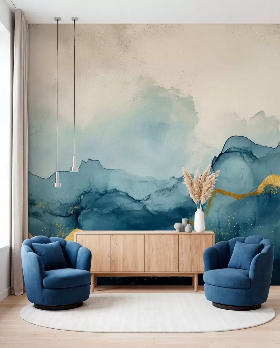 wall murals Винтаге смарагдна акварелна композиција w01362