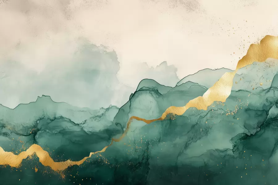 wall murals Винтаге смарагдна акварелна композиција w01362v1