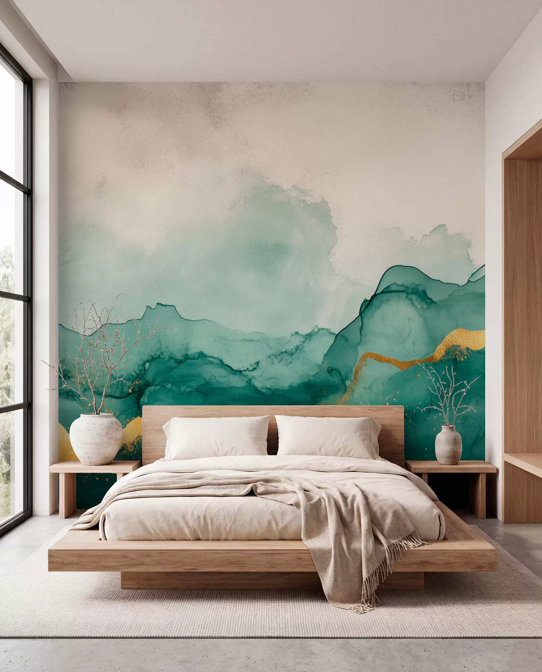 wall murals Винтаге смарагдна акварелна композиција w01362v1