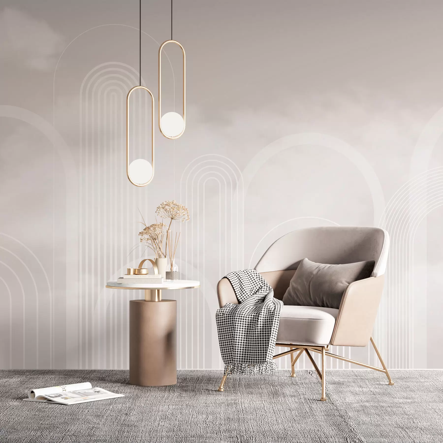 wall murals Минималистички лукови и облаци w01503