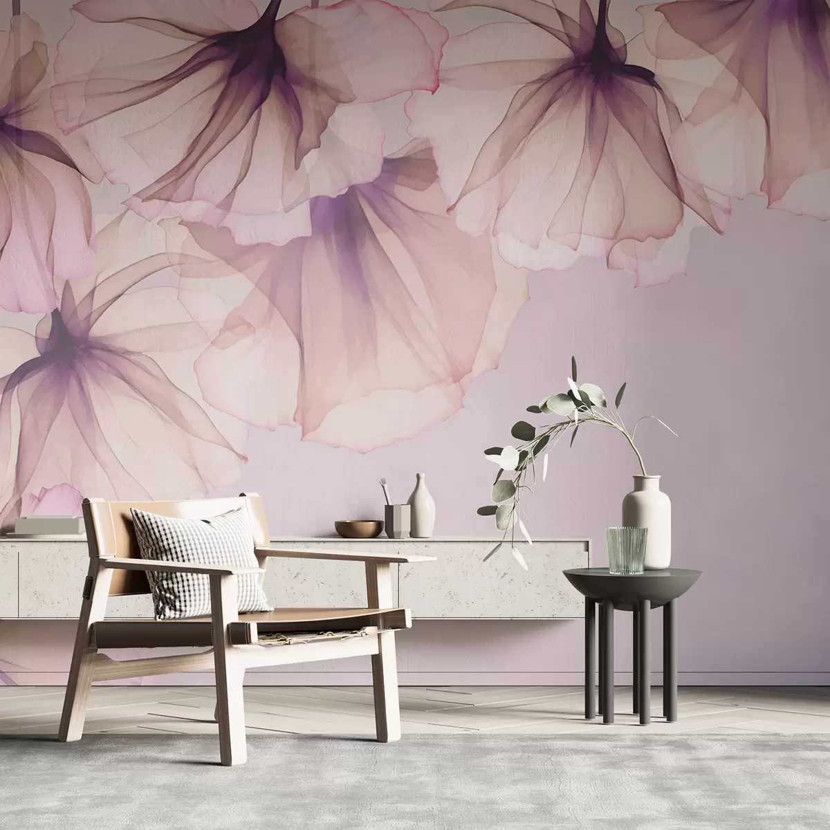 wall murals нежно прозирно цвеће, розе цвеће, цвеће одозго w01080