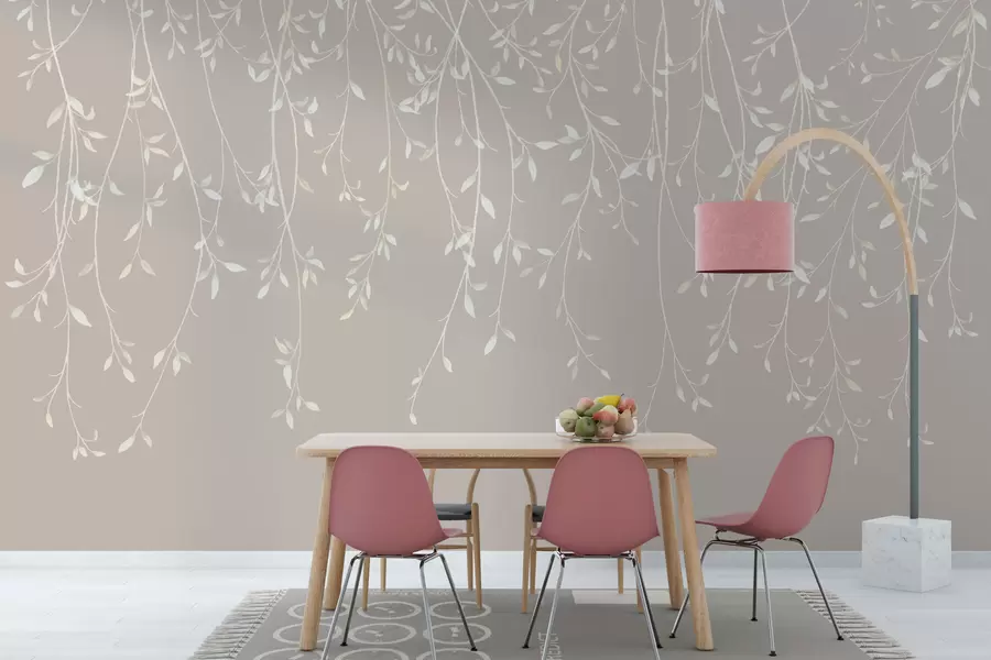 wall murals Висеће гране на пастелној позадини w01522