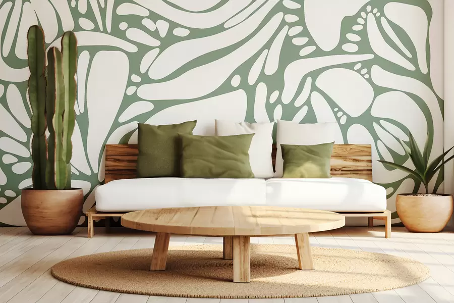 wall murals Апстрактни геометријски узорак, племенски стил, светло зелена боја w01623v2