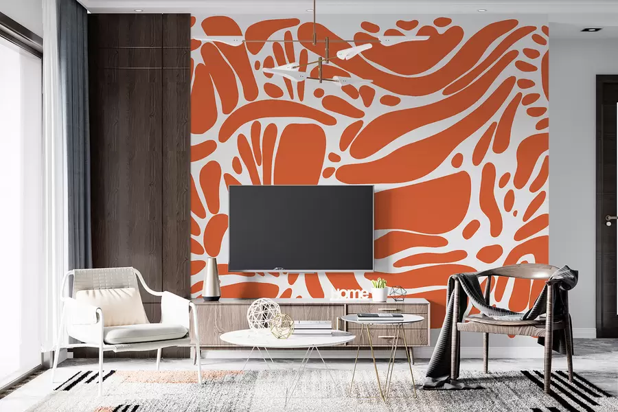 wall murals Апстрактни геометријски узорак, племенски стил, наранџаста боја w01623v6