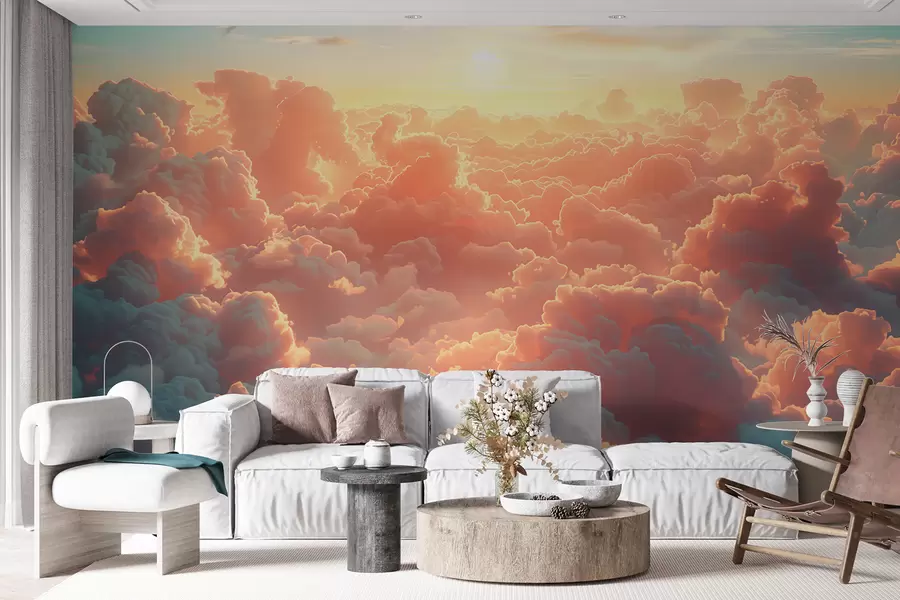 wall murals Светло небо са много облака на небу у топлим бојама w01539