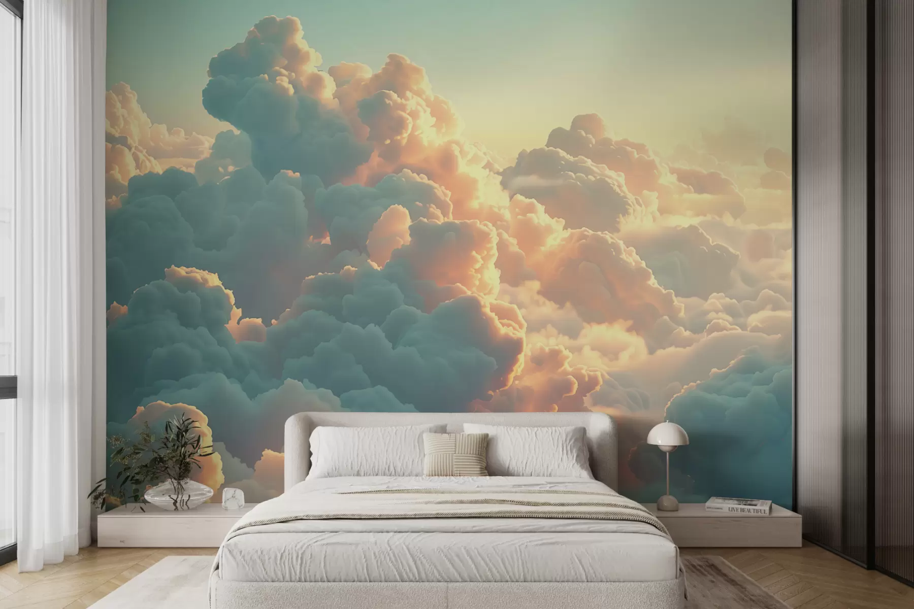 wall murals Светло небо са много облака у светлим бојама w01543