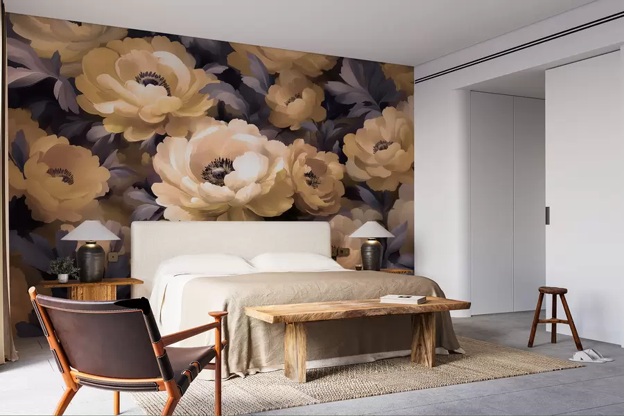 wall murals Стил цветног уља на бази беж и љубичасте боје w01581