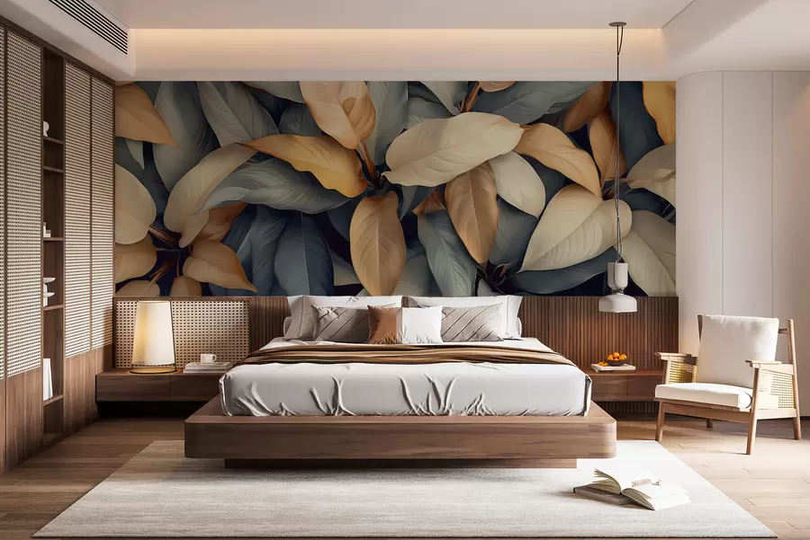 wall murals Тропске биљке у розе и беж бојама w01586v1