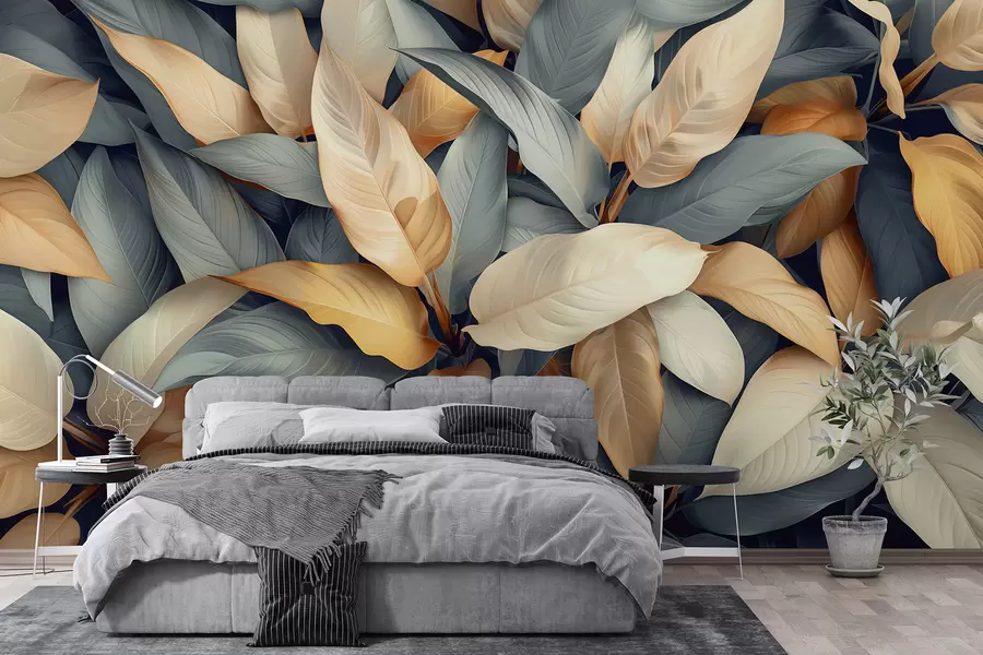 wall murals Тропске биљке у розе и беж бојама w01586v1