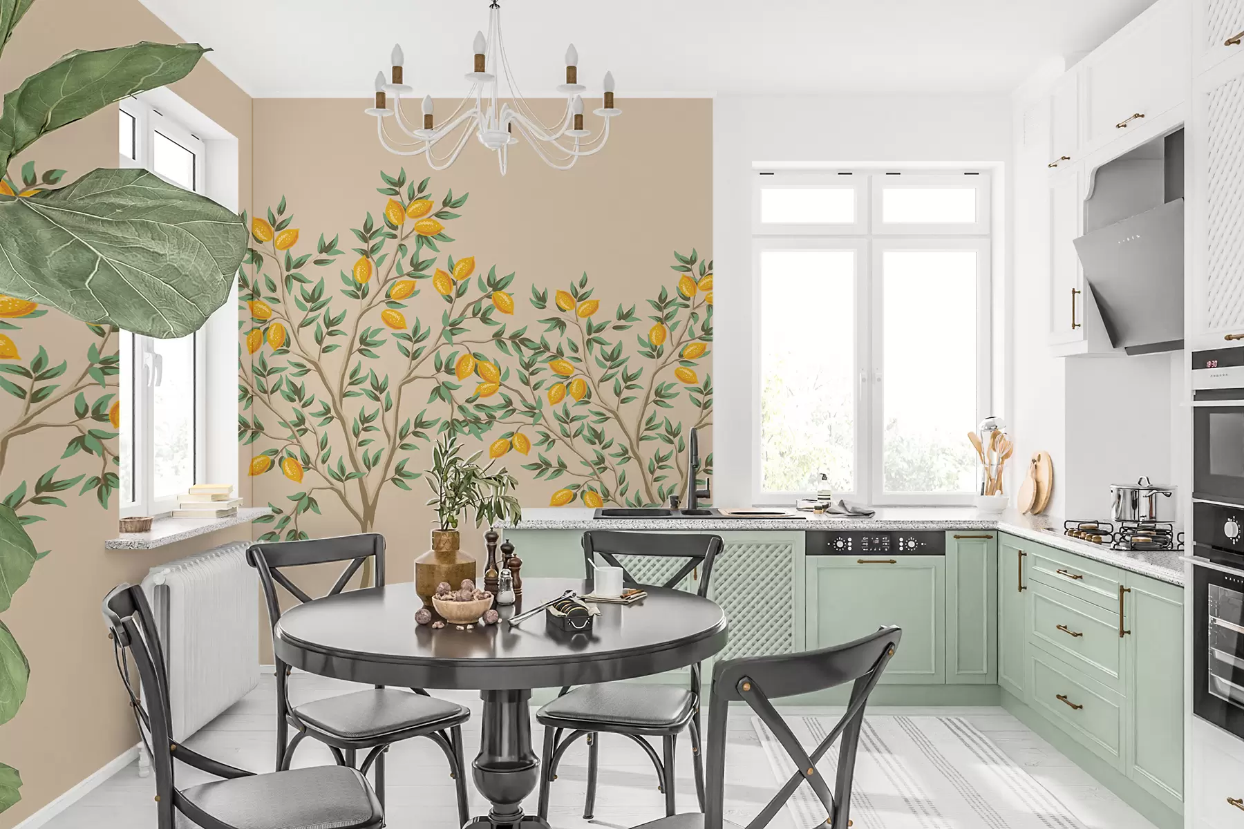 wall murals Дрво лимуна, беж позадина w01661v1