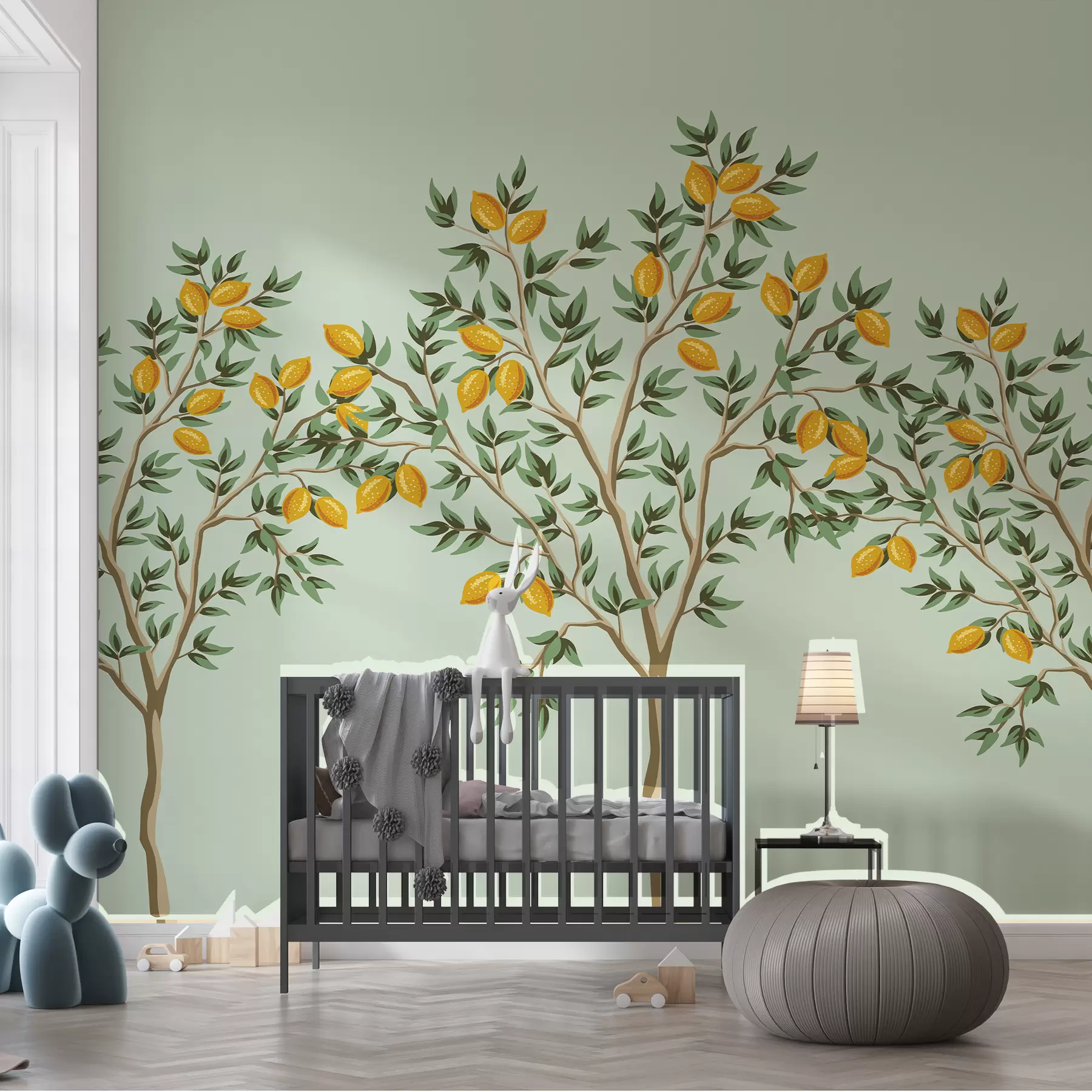 wall murals Дрво лимуна, зелена позадина w01661v2