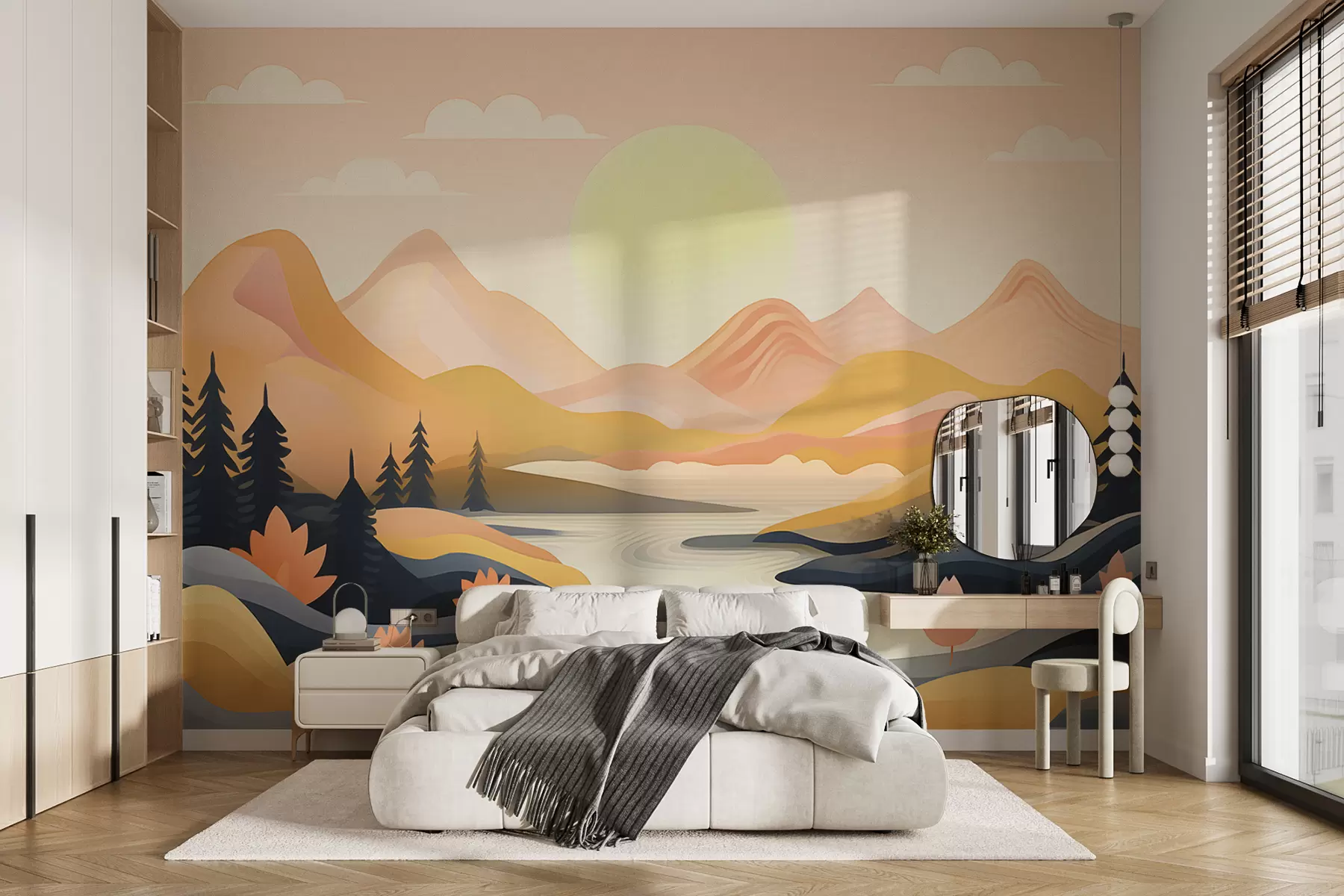 wall murals Свитање прохладног јесењег јутра у планинама w01657