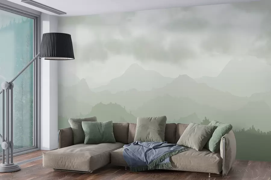 wall murals Магловите планине са кумулус зеонацеоус облацима на небу w01637v3