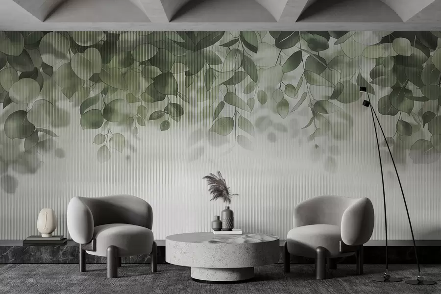 wall murals еукалиптус оставља иза стакла w01677