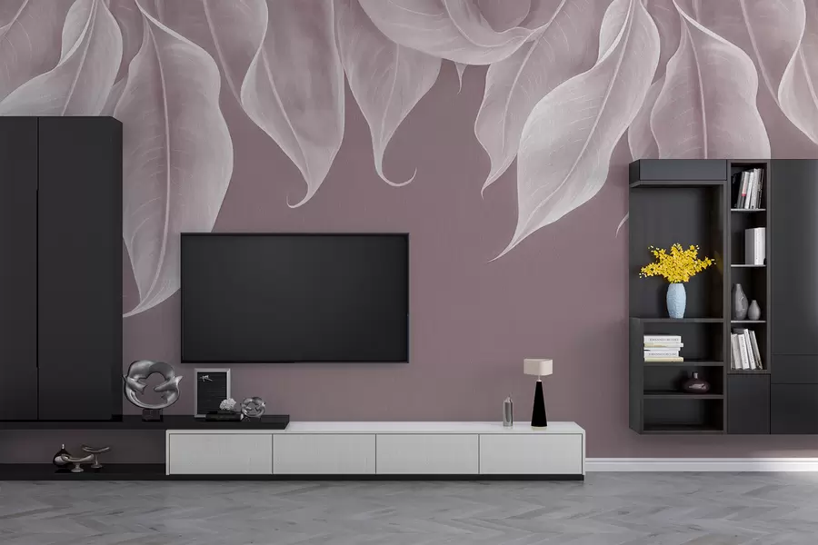 wall murals висеће велике листове у ружичастој боји w01680v2