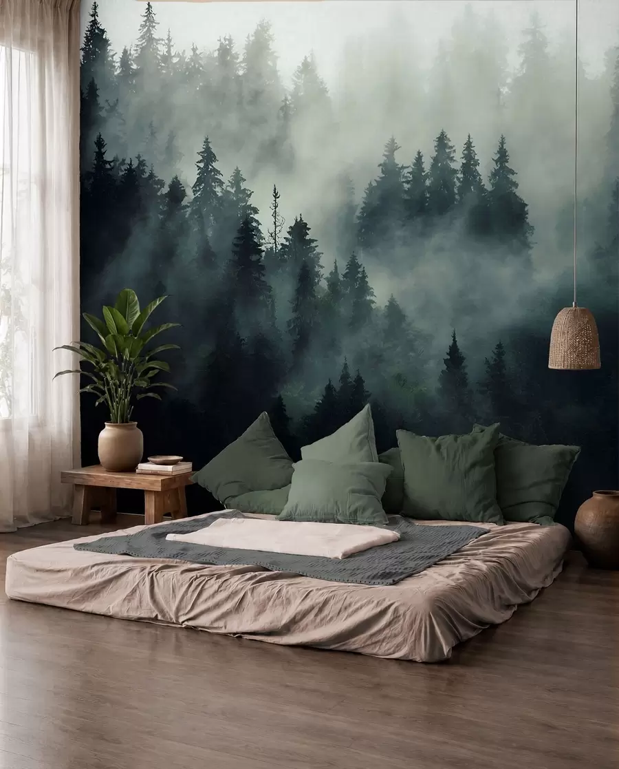 wall murals Магловито јутро, шума u36439