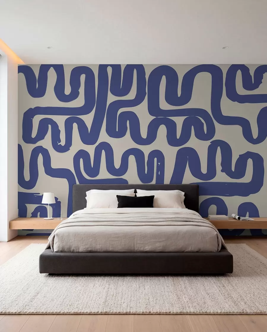 wall murals Плаве кривудаве линије w01686